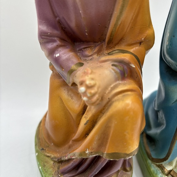 Vintage Chalkware Mary & Joseph Nativity Figures 7" Tall - Picture 3 of 10